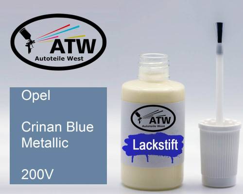 Opel, Crinan Blue Metallic, 200V: 20ml Lackstift, von ATW Autoteile West.